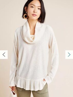 Anthropologie Maeve Addie Ruffled Hacci Pullover